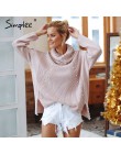 Simplee frezowanie z golfem perła sweter plus size kobiety 2018 podział sweter z dzianiny w stylu casual sweter jesień z długim 