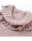 Simplee frezowanie z golfem perła sweter plus size kobiety 2018 podział sweter z dzianiny w stylu casual sweter jesień z długim 