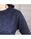 GIGOGOU kobiet sweter sweter Lurex brokat z dzianiny Pull ponad szczyty wiosna jesień pół rękawa elastyczność okrągłe wycięcie p