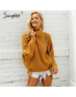 Simplee boczne koronki up swetry kobieta zima 2018 golfem batwing rękaw luźny sweter na co dzień kobiety jumper pull femme