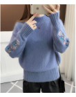 TIGENA 2019 zima grube ciepłe piękne hafty sweter z golfem kobiet długim rękawem dzianinowy sweter sweter kobiet Pull Femme
