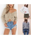 CALOFE 2018 Sexy V Neck z długim rękawem swetry sweter Street Twisted sweter na co dzień kobiety jesień zima sweter z dzianiny m