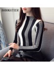 BOBOKATEER sweter z golfem kobiet swetry moda 2019 kobiet sueter mujer pull femme hiver sweter boże narodzenie sweter w paski