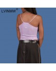 LVINMW Sexy Spaghetti pasy Ruffles Crop Top 2018 zima kobiety fioletowy bez pleców bez rękawów Camisole Top kobiece Skinny Brale