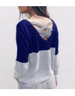Odwracalne kobiet drążą sweter z dzianiny swetry Backless długim rękawem dwa boczne zużycie jesień zima Plus Size skoczek GV151