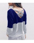Odwracalne kobiet drążą sweter z dzianiny swetry Backless długim rękawem dwa boczne zużycie jesień zima Plus Size skoczek GV151