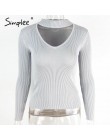 Simplee Halter sweter z dzianiny z długim rękawem kobiet topy jesień żółty v neck krótki sweter zimowy na co dzień panie jumper 