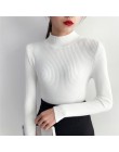 2018 jesień zima kobiety swetry sweter z dzianiny elastyczność Casual Jumper moda Slim z golfem ciepłe damskie swetry 9011