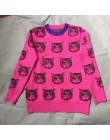 Harajuku moda damska sweter ciepłe kreskówki kot żakardowe wysokiej jakości mały rozmiar zima kobiet luźny pulower z dzianiny To