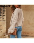 BeAvant Tassel sweter z dzianiny kobiet sweter luźne na co dzień armii zielony zima sweter kobiet O szyi 2018 jesień jumper pull