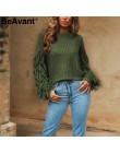 BeAvant Tassel sweter z dzianiny kobiet sweter luźne na co dzień armii zielony zima sweter kobiet O szyi 2018 jesień jumper pull