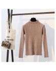 2018 jesień zima kobiety swetry sweter z dzianiny elastyczność Casual Jumper moda Slim z golfem ciepłe damskie swetry 9011