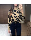 Streetwear Leopard Print sweter kobiet 2018 jesień zima moda z długim rękawem bez rękawów z dzianiny swetry i pulowery dla pań