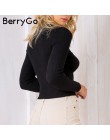 BerryGo jesień zima czarny halter sweter z dzianiny czerwony sexy sweter kobiet topy Slim v neck z długim rękawem elegancki jump