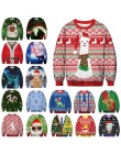 Unisex mężczyźni kobiety 2019 brzydki sweter boże narodzenie wakacje Santa Elf śmieszne boże narodzenie sztuczne włosy sweter je