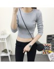 Rqueena kobiet swetry i pulowery Crop Top sweter kobiety jesień zima skrócony dzianiny Jumper Jesey kobiet swetry PU012