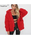 Nadafair plus rozmiar polar faux shearling futro kurtka płaszcz kobiety jesień zima pluszowe ciepłe gruby pluszowy płaszcz kobie