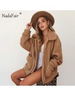 Nadafair plus rozmiar polar faux shearling futro kurtka płaszcz kobiety jesień zima pluszowe ciepłe gruby pluszowy płaszcz kobie