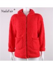 Nadafair plus rozmiar polar faux shearling futro kurtka płaszcz kobiety jesień zima pluszowe ciepłe gruby pluszowy płaszcz kobie