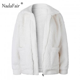 Nadafair plus rozmiar polar faux shearling futro kurtka płaszcz kobiety jesień zima pluszowe ciepłe gruby pluszowy płaszcz kobie