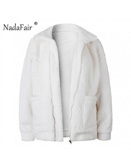 Nadafair plus rozmiar polar faux shearling futro kurtka płaszcz kobiety jesień zima pluszowe ciepłe gruby pluszowy płaszcz kobie