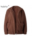 Nadafair plus rozmiar polar faux shearling futro kurtka płaszcz kobiety jesień zima pluszowe ciepłe gruby pluszowy płaszcz kobie