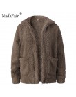 Nadafair plus rozmiar polar faux shearling futro kurtka płaszcz kobiety jesień zima pluszowe ciepłe gruby pluszowy płaszcz kobie