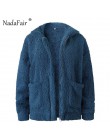 Nadafair plus rozmiar polar faux shearling futro kurtka płaszcz kobiety jesień zima pluszowe ciepłe gruby pluszowy płaszcz kobie