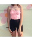 LVINMW Sexy Spaghetti pasy Ruffles Crop Top 2018 zima kobiety fioletowy bez pleców bez rękawów Camisole Top kobiece Skinny Brale