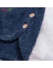 Obszerny płaszcz damski młodzieżowy ciepły miękki pluszowy bawełniany oryginalny z kapturem na guziki