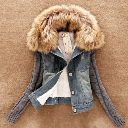 2019 kobiety wiosna Denim kurtka faux fur Coat odzież codzienna płaszcz topy kobiet Jeans płaszcz