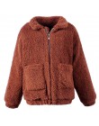 Gorąca sprzedaż 2018 kobiet kurtka z owczej wełny jesień zima ciepły płaszcz z 2 kieszeni codzienna odzież wierzchnia wielbłąd o