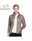 Johnature 2019 nowych kobiet płaszcz jesień zima 90% białe kaczki dół kurtki 16 kolorów ciepłe Slim Zipper moda światło płaszcz 