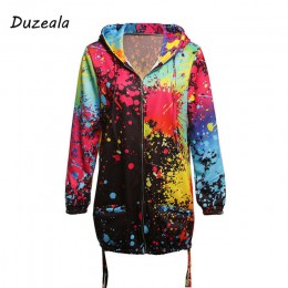 Duzeala odzież wierzchnia i płaszcze kurtki moda Tie farbowanie Print znosić bluza z kapturem płaszcz płaszcze i kurtki kobiet 2
