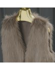 Zima Faux futro kamizelka dla kobiet dekolt w serek bez rękawów sztuczne kamizelka futrzana płaszcz