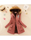 Saimishi zima ciepły płaszcz kobiety długie parki mody Faux futro z kapturem kobiet płaszcz sezonowa kurtka podszyta bawełną Mut