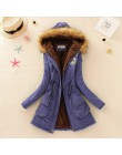 Saimishi zima ciepły płaszcz kobiety długie parki mody Faux futro z kapturem kobiet płaszcz sezonowa kurtka podszyta bawełną Mut