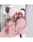 Ins Style matka i córka Shaggy Faux futro płaszcz kobiety 2018 na co dzień jesień zima fioletowy kurtka ze sztucznego futra grub
