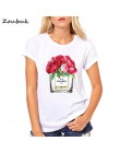 Bawełniany t-shirt z nadrukiem z krótkim rękawem z okrągłym dekoltem pod szyję z kwiatami