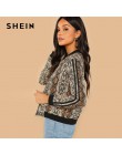 SHEIN Multicolor Highstreet wężowej druku Colorblock w paski z długim rękawem kurtka 2018 jesień nowoczesny pani na co dzień kob