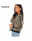 SHEIN Multicolor Highstreet wężowej druku Colorblock w paski z długim rękawem kurtka 2018 jesień nowoczesny pani na co dzień kob