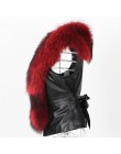 ALABIFU kobiety PU skóra Faux Fur Coat 2019 na co dzień Plus rozmiar bez rękawów Faux Fox futerka kołnierz kamizelka kurtka zimo