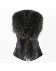 ALABIFU kobiety PU skóra Faux Fur Coat 2019 na co dzień Plus rozmiar bez rękawów Faux Fox futerka kołnierz kamizelka kurtka zimo