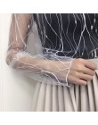 Ruoru kobiety Sexy Harajuku topy z siatki netto przepuszczalność T koszula przezroczysta podkoszulek gwiazda baza Top Camisas Fe