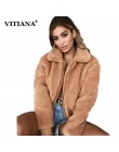 VITIANA kobiety dorywczo Faux Fur Coat kobieta 2018 jesień zima eleganckie luźne ciepłe miękkie znosić zamek Teddy płaszcz kurtk