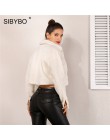 Sibybo jesień zima przyciski Sexy kobiety płaszcze i kurtki moda z długim rękawem Slim Crop Top kobiety kieszenie na co dzień ku