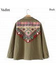 Vadim kobiety w stylu vintage haft kurtka płaszcz futro piłka patchwork kieszenie z długim rękawem plisowana płaszcze casual top