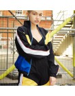 Weekeep kobiety moda Patchwork Looose kurtka wiosna jesień skręcić w dół kołnierz Streetwear kurtki 2018 kobiet kurtka Bomber z 