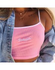 Hugcitar litery haft spaghetti paski patchwork sexy crop tops 2018 lato kobiet mody camis