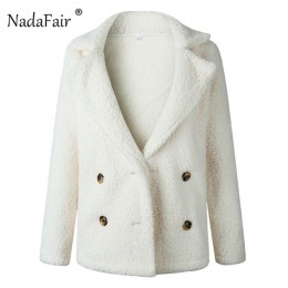 Nadafair plus rozmiar z polaru faux futro kurtka płaszcz kobiety zima kieszenie gruby pluszowy płaszcz kobiet miękkie pluszowe p